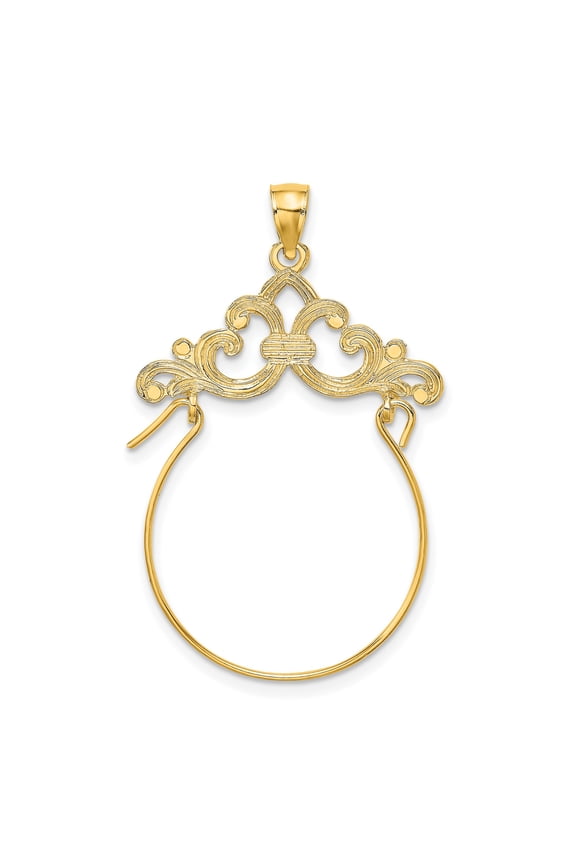 10k Yellow Gold Pendant for Women with Filigree Scrollwork, Baroque Vintage Motif, Ornate Bale Charm for Necklace or Chain Customization, Elegant Feminine Jewelry Accessory