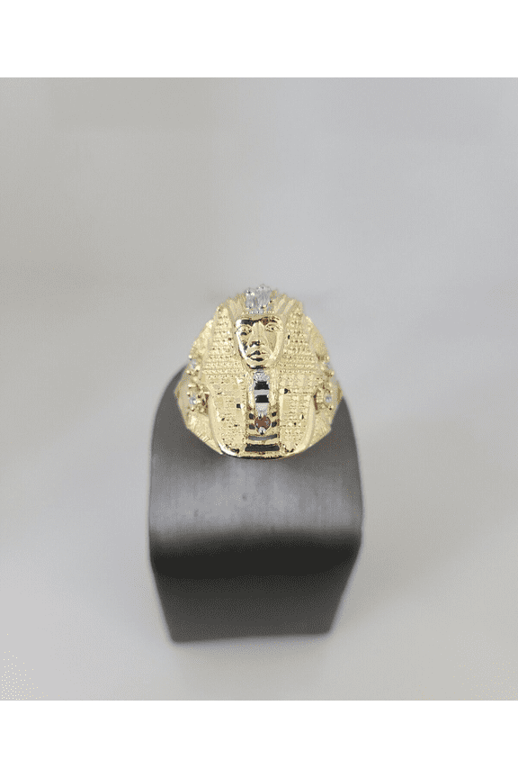 10k Yellow Gold Pharaoh Head Ring Casual Men's Band Genuine Brand New All Sizes (Ring Sizes (in):9;)
