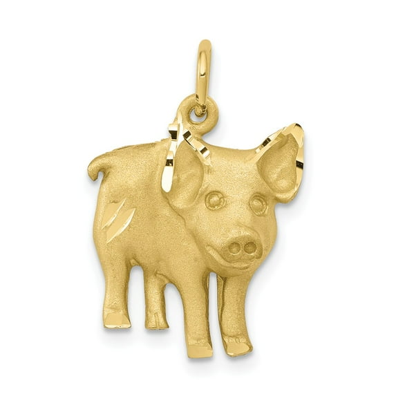 10k Yellow Gold Pig Charm Pendant