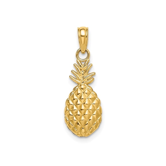 10k Yellow Gold Pineapple Pendant Charm, 16 mm Textured, Unisex, Jewelry Stores Network