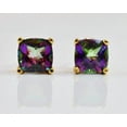 thumbnail image 1 of 10k Yellow Gold Plated 3 Carat Square Created Mystic Topaz Stud Earrings, 1 of 2