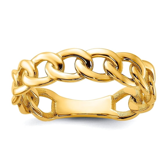 10k Yellow Gold Polished 5mm Curb Link Ring Size 7 Ring for Women - 2.8 Grams