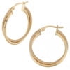 FREMADA KoolJewelry 10k Yellow Gold Polished and Textured Round Double Hoop Earrings