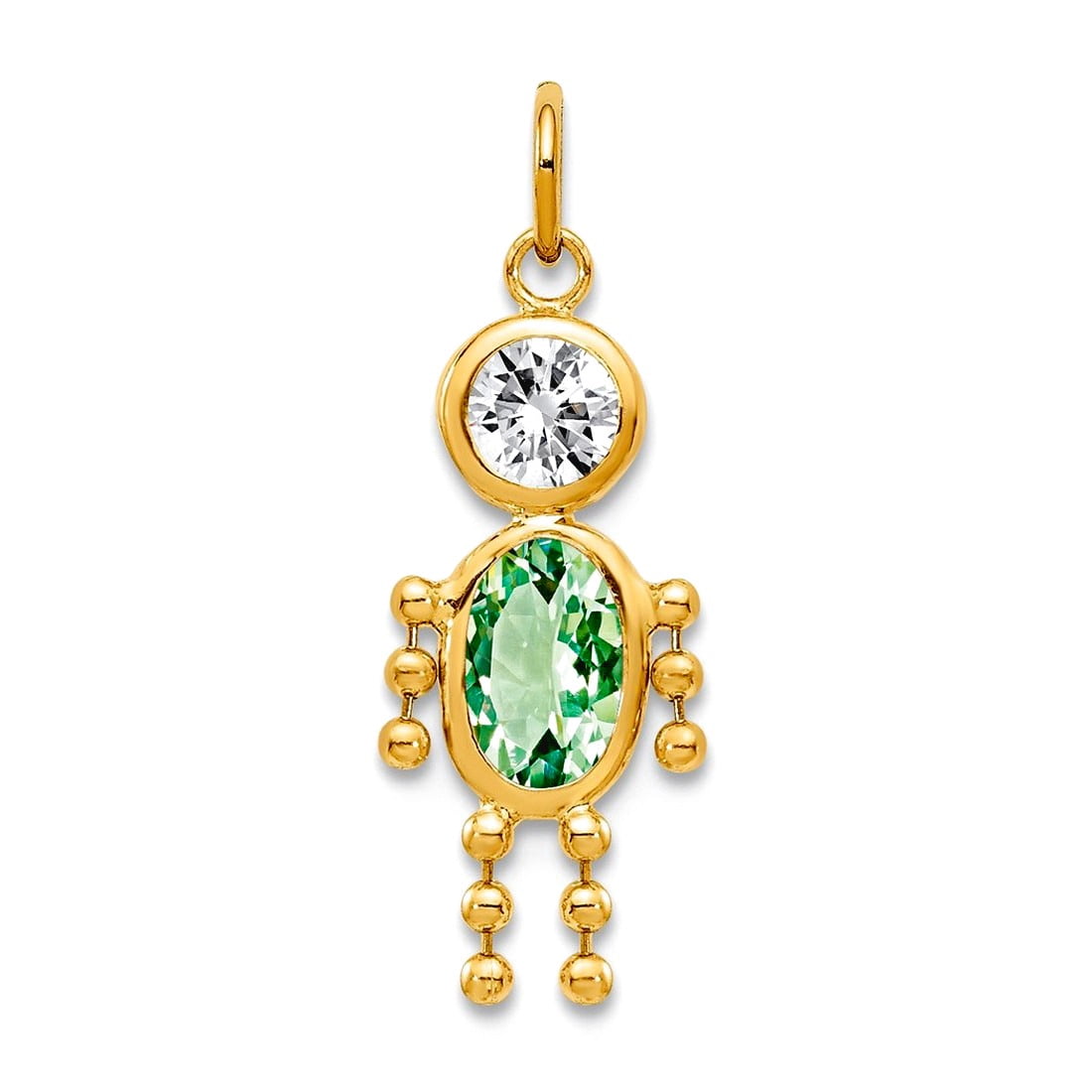 10k Solid Yellow Gold Polished August Boy Charm Pendant Necklace ...