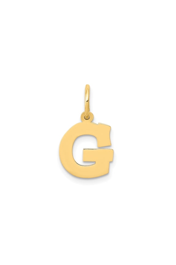10k Yellow Gold Polished Block Initial G Pendant Charm for Women or Unisex Wear, Bold Letter Necklace for Identity, Monogram Jewelry or Custom Name Accessory