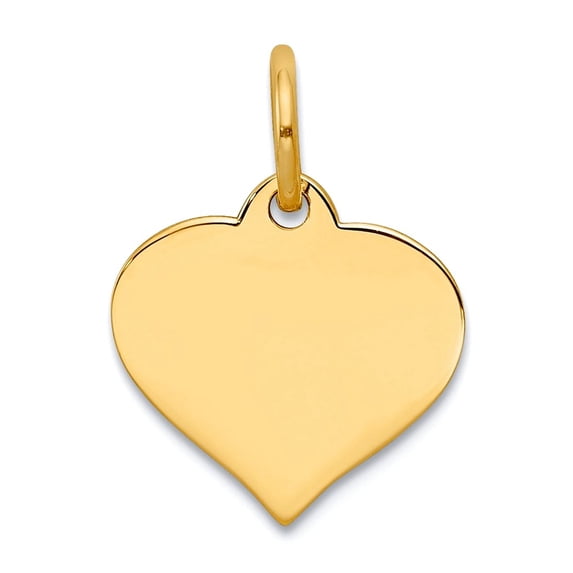 10k Yellow Gold Polished Love Heart Disc Charm 17x12mm Wide Pendant Necklace for Women - .6 Grams