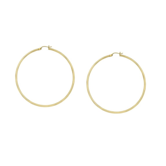 10k Yellow Gold Polished Hoop Earrings 2x40mm - 1.8 Grams