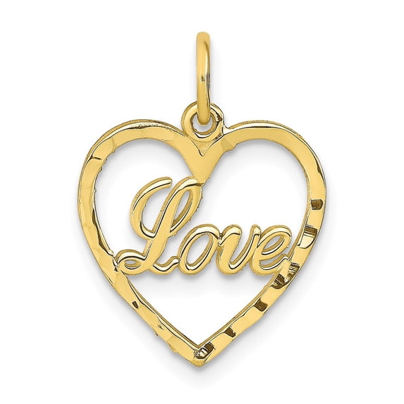 10k Yellow Gold Polished LOVE Heart Pendant Charm