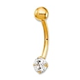 thumbnail image 1 of Solid 10k Yellow or White Gold Polished Screw back 14g 5mm Round Cubic Zirconia Belly Ring Dangle Body Piercing Screw fo, 1 of 2