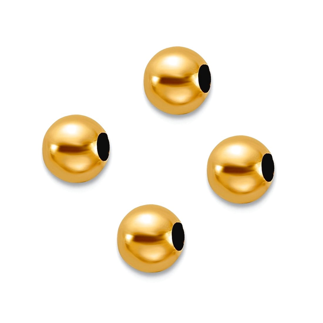 10k Yellow Gold Polished Set Of 4 4mm Spacer Bead Charms Pendant Necklace for Women
