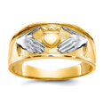 thumbnail image 1 of 10k Yellow Gold Polished and Rhodium Mens Irish Claddagh Celtic Trinity Knot Ring Size 10.00 Ring for Men, 1 of 2