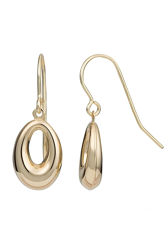KoolJewelry 10k Yellow Gold Puffed Oval Drop Earrings