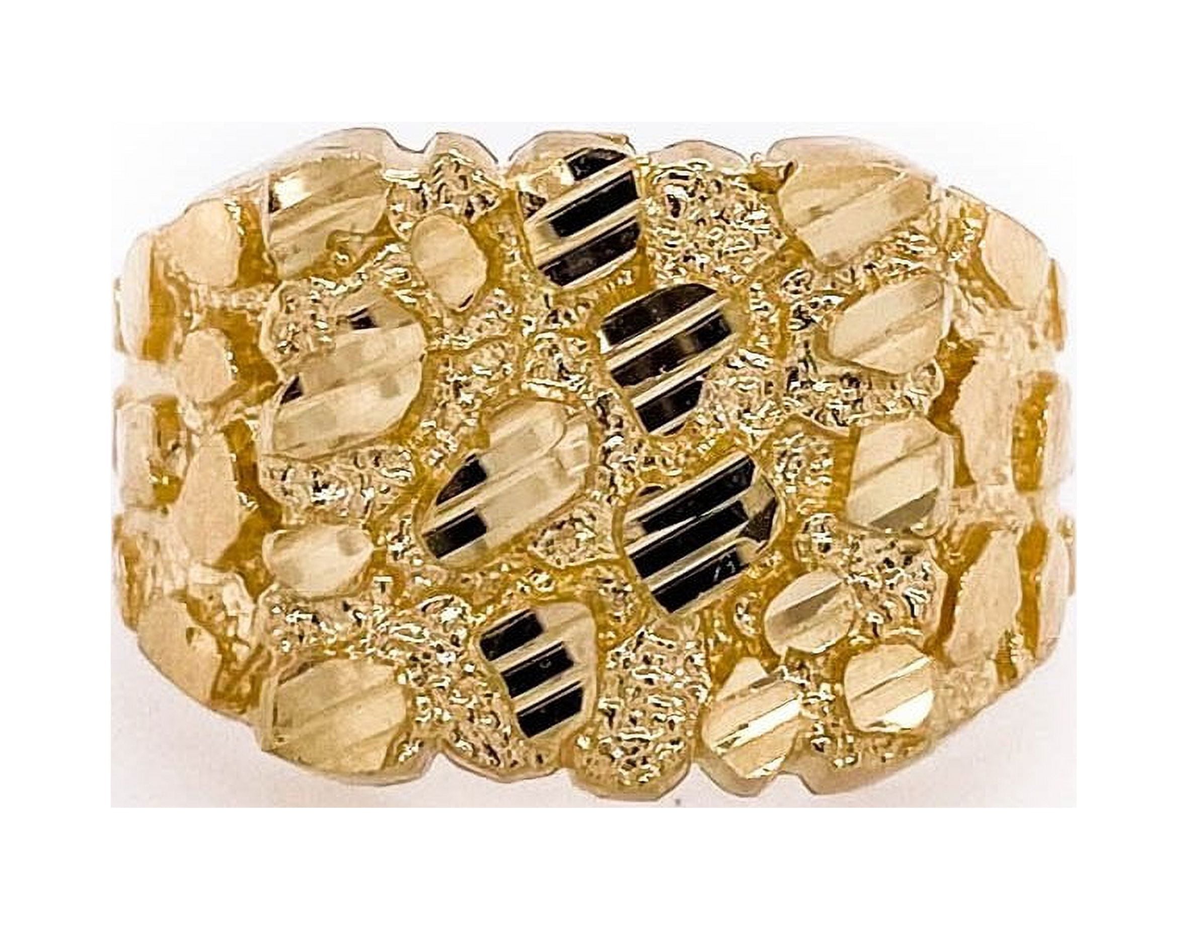 10k Yellow Gold Real Jewelry, Large Rectangle Nugget Pinky Ring