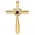 thumbnail image 1 of 10k Yellow Gold Rhodolite Garnet Cross w/Heart Chain Slide - 26.8mm, 1 of 4