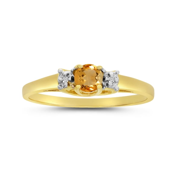 10k Yellow Gold Round Citrine And Diamond Ring