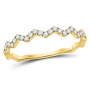 10k Yellow Gold Round Diamond Zigzag Stackable Band Ring 1/5 Cttw