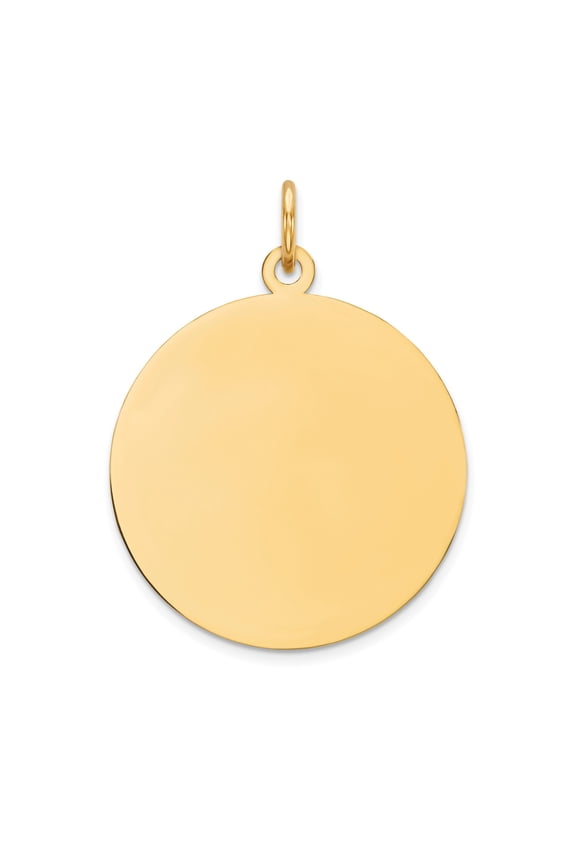10k Yellow Gold Round Disc Pendant for Women or Unisex Wear, Polished Minimalist Charm for Engraving, Customizable Medallion Necklace Accessory
