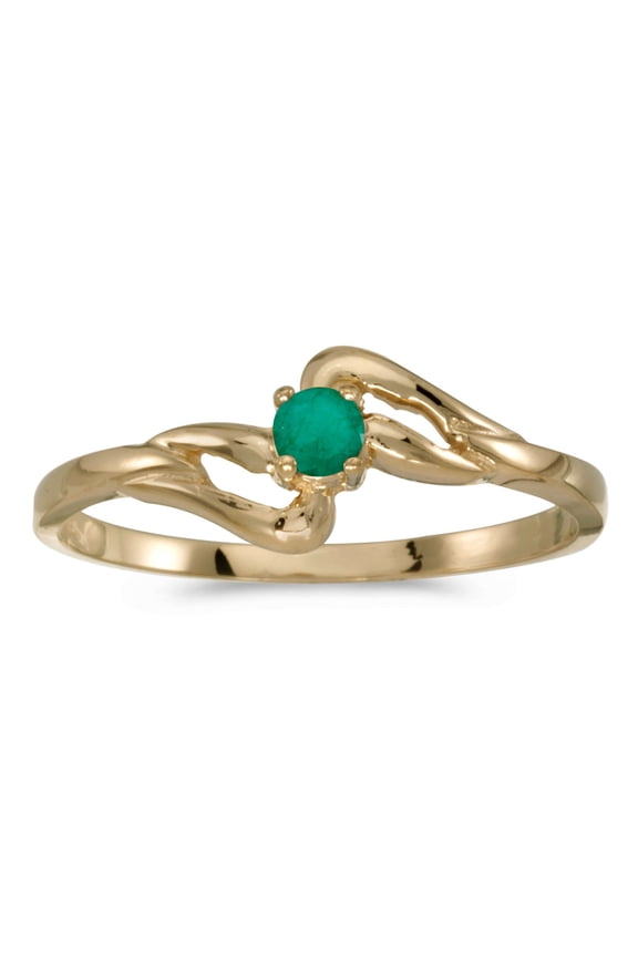 10k Yellow Gold Round Emerald Ring