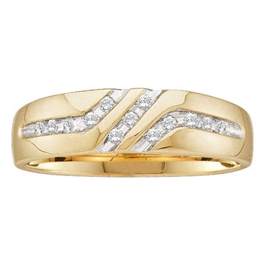 10k Yellow Gold Round Natural Channel-set Diamond Mens Anniversary Wedding Band (.10 cttw.) size- 9.5