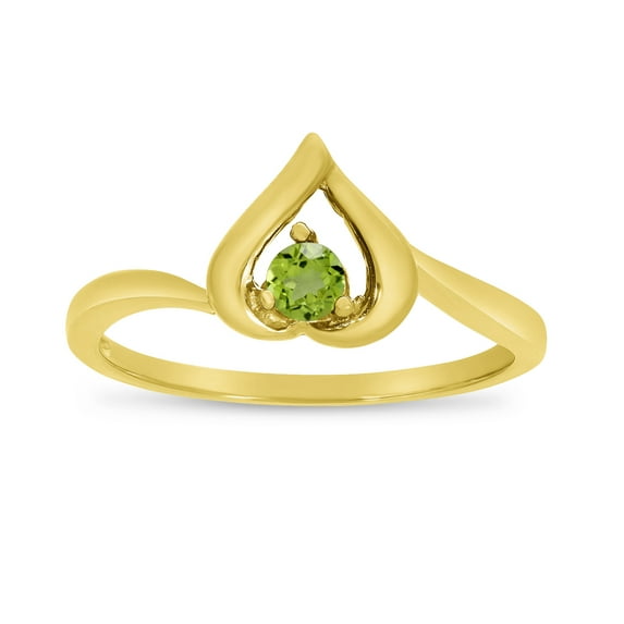 10k Yellow Gold Round Peridot Heart Ring
