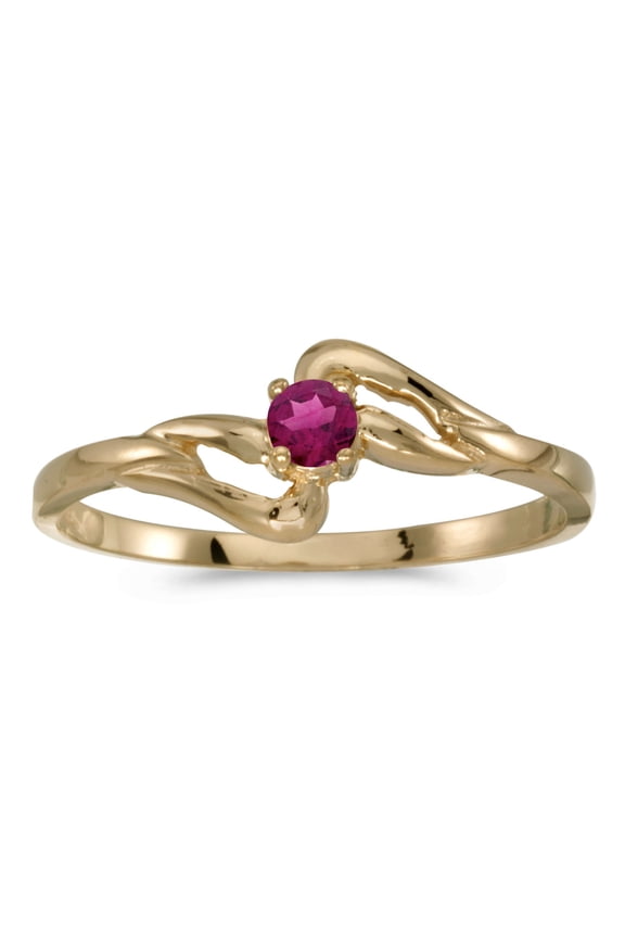10k Yellow Gold Round Rhodolite Garnet Ring