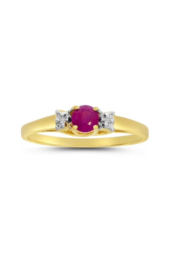 10k Yellow Gold Round Ruby And Diamond Ring