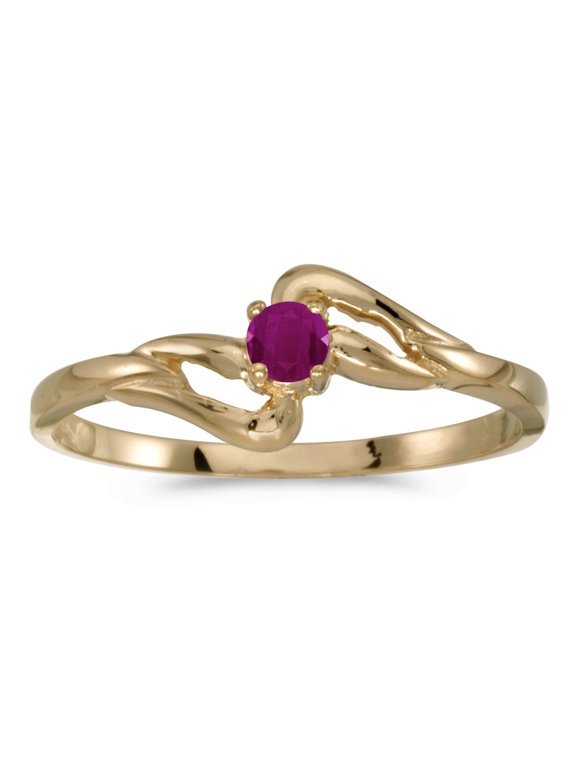 10k Yellow Gold Round Ruby Ring