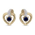 thumbnail image 1 of 10k Yellow Gold Round Sapphire And Diamond Heart Earrings, 1 of 1