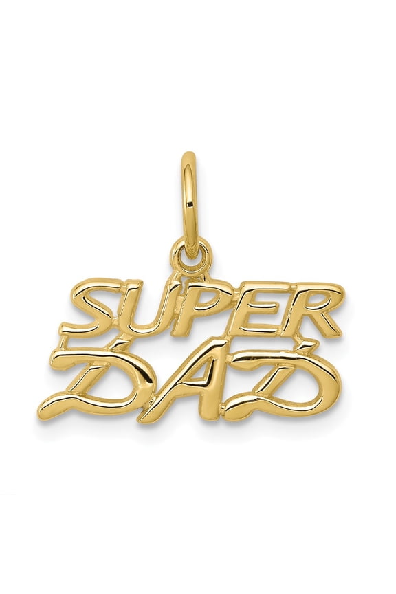 10k Yellow Gold SUPER DAD Charm Pendant