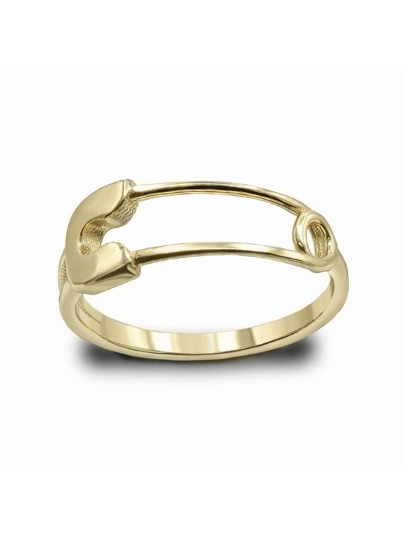 10k Yellow Gold Safety Pin Band Ring (Size 5)
