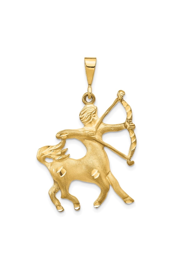 10k Yellow Gold Sagittarius Pendant Necklace with Centaur Archer Design, Zodiac Symbol Jewelry for Men or Women, Astrology Horoscope Fire Sign Accessory