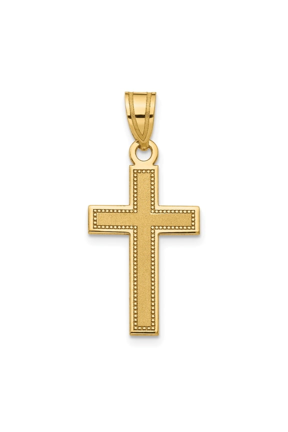 10K Yellow Gold Satin Cross Pendant, 26 mm x 13 mm