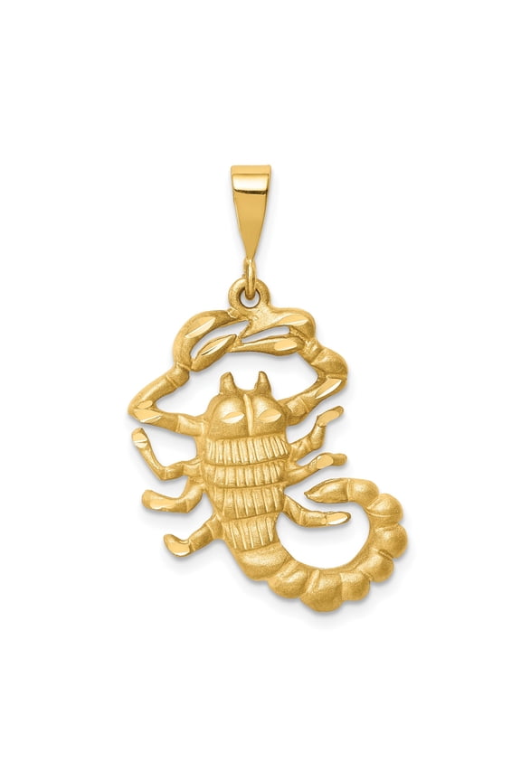 10k Yellow Gold Scorpio Zodiac Pendant Necklace for Men and Women, Astrological Scorpion Medallion, Bold Protective Symbolic Jewelry
