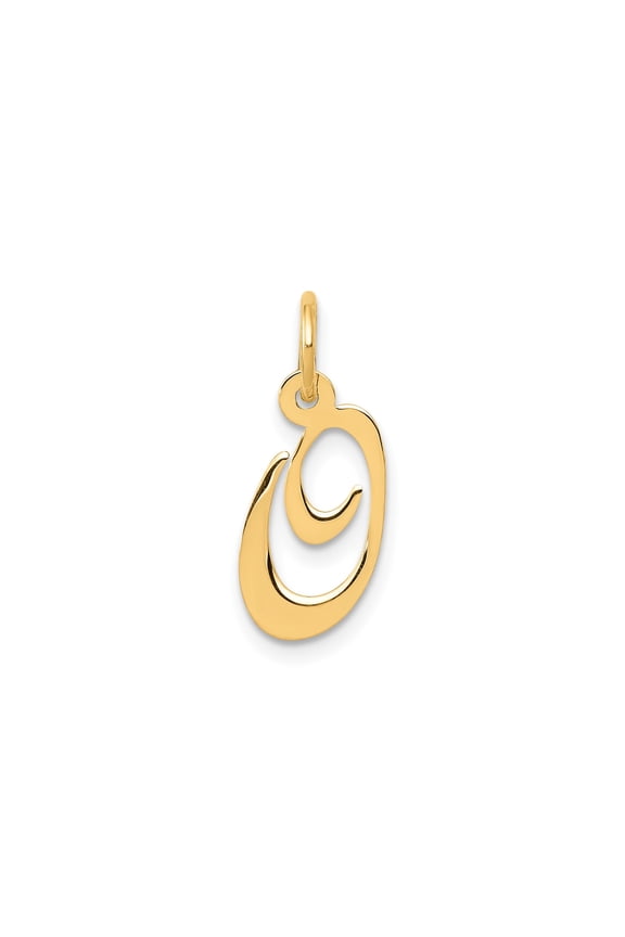 10k Yellow Gold Script Initial G Pendant for Women, Polished Cursive Letter Charm, Elegant Custom Jewelry for Necklaces, Dainty Monogram Style for Everyday or Special Occasion Wear