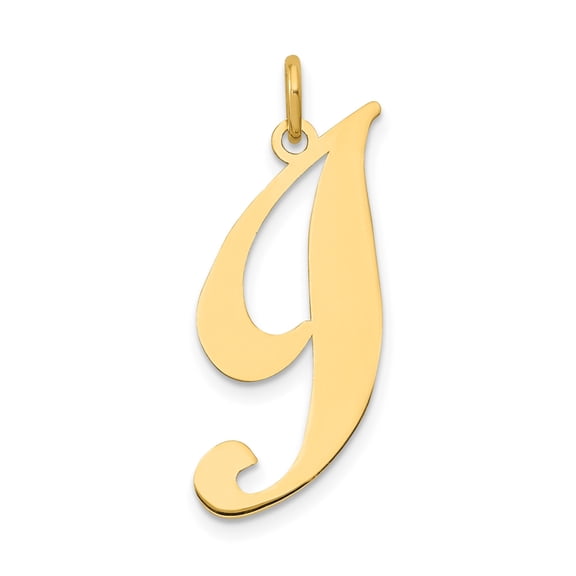 10k Yellow Gold Script Initial J Pendant for Women, Polished Cursive Letter Charm for Necklace, Elegant Monogram Jewelry, Personalized Alphabet Symbol Accessory