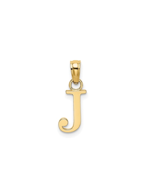 10k Yellow Gold Script Initial J Pendant for Women, Polished Monogram Letter Charm for Necklace or Bracelet, Dainty Personalized Jewelry Symbolizing Identity and Style