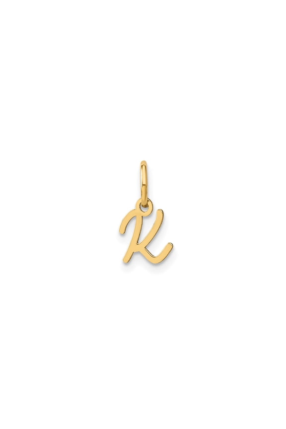 10k Yellow Gold Script Initial K Pendant for Women, Polished Cursive Letter Charm, Monogram Necklace Accent, Dainty Personalized Jewelry for Identity and Style