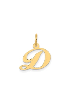 10k Yellow Gold Script Letter D Pendant Charm for Women, Jewelry Stores Network
