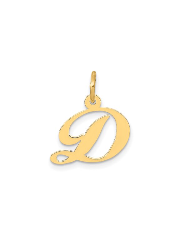 10k Yellow Gold Script Letter D Pendant Charm for Women, Jewelry Stores Network