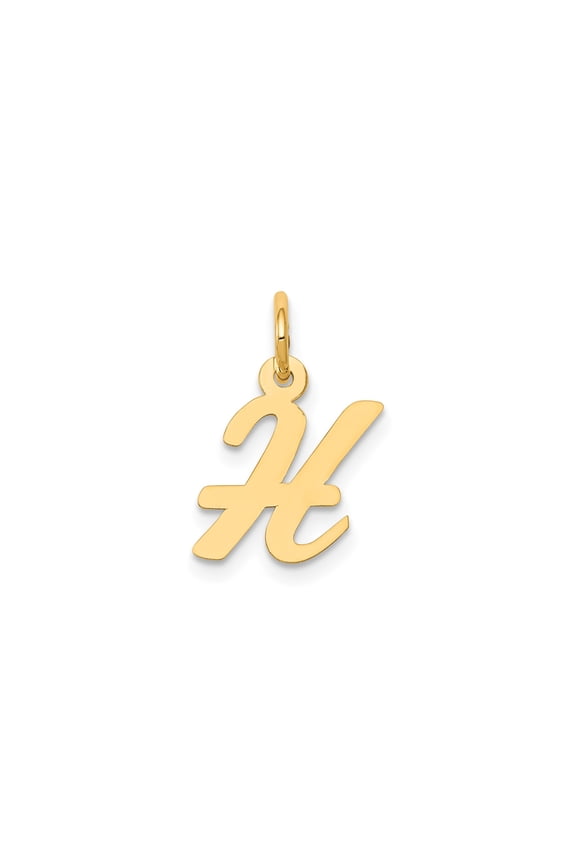 10k Yellow Gold Script Letter H Pendant for Women or Unisex, Personalized Initial Charm for Necklace or Bracelet, Dainty Monogram Jewelry, Real Gold Alphabet Accessory