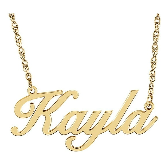 10k Yellow Gold Script Nameplate Personalized Necklace Fine Jewelry for Women Gifts for Her (32x14mm), 18"