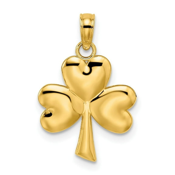 10k Yellow Gold Shamrock Pendant Necklace with Three-Leaf Clover Design, Irish Celtic Symbol for Women or Unisex Wear, Luck and Heritage Charm for St Patricks Day or Everyday Style