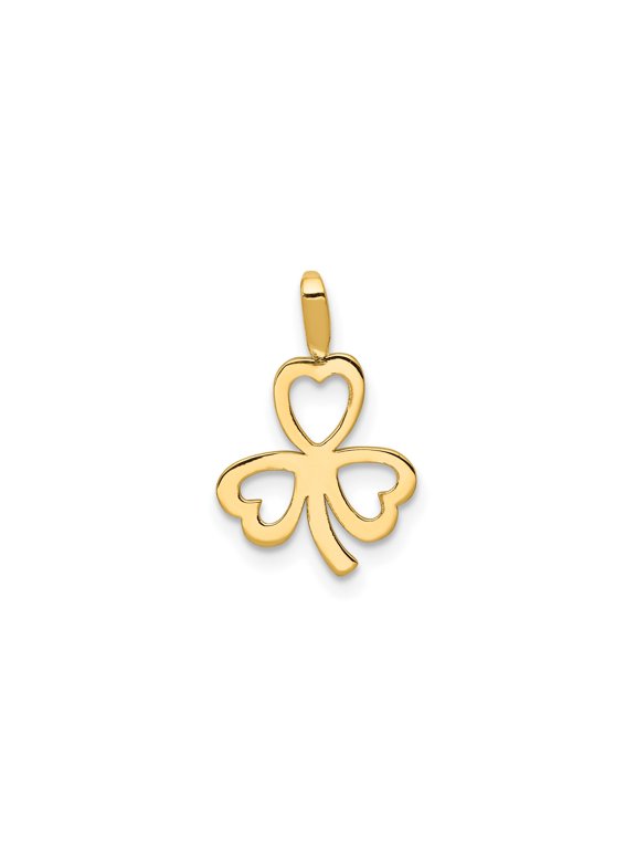 10k Yellow Gold Shamrock Pendant for Women with Heart Leaf Clover, Open Celtic Design, Symbol of Irish Heritage, Lightweight Lucky Necklace Charm for St Patricks Day