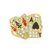 WJD EXCLUSIVES 10k Yellow Gold Simulated Diamond Four Of A Kind Aces Poker Pinky Ring