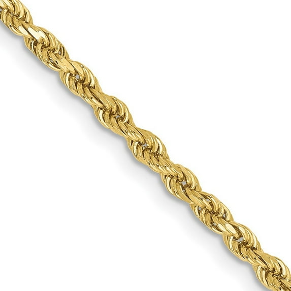 10k Yellow Gold Solid 2.5mm Sparkle Cut Rope Chain 20 Inch Lobster Claw - Chain Necklace for Women and Men