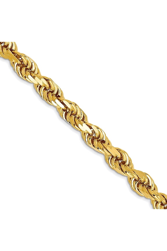 10k Yellow Gold Solid 3mm Handmade Sparkle Cut Rope Chain Anklet 9 Inch Lobster Claw - Anklet for Women and Men