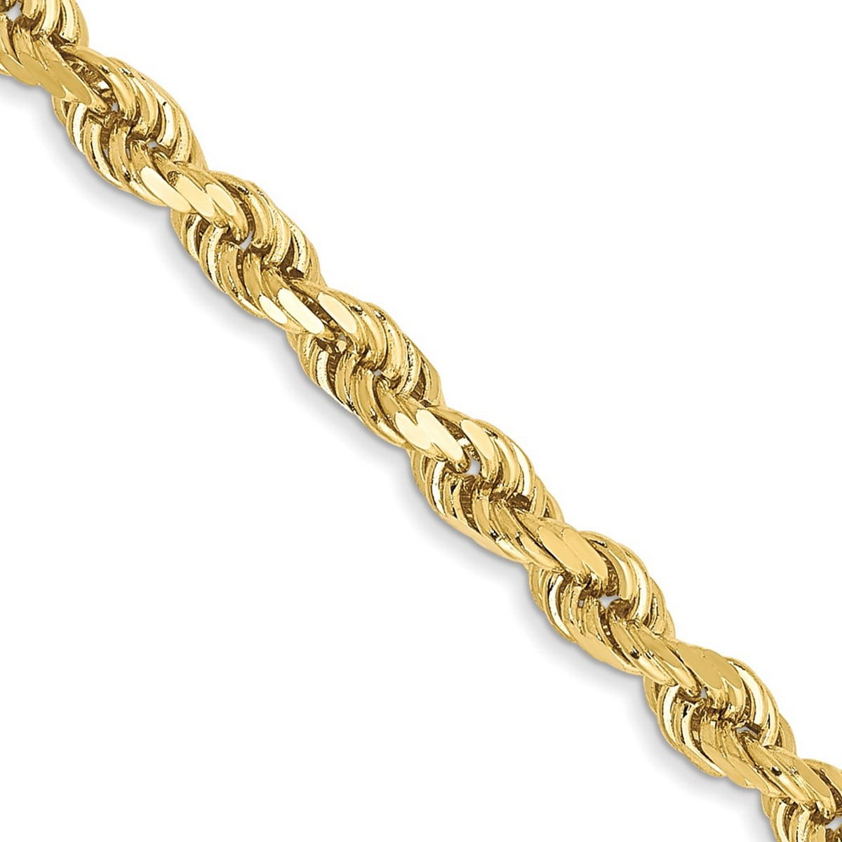 10k Yellow Gold Solid 3mm Sparkle Cut Rope Chain 30 Inch Lobster Claw ...