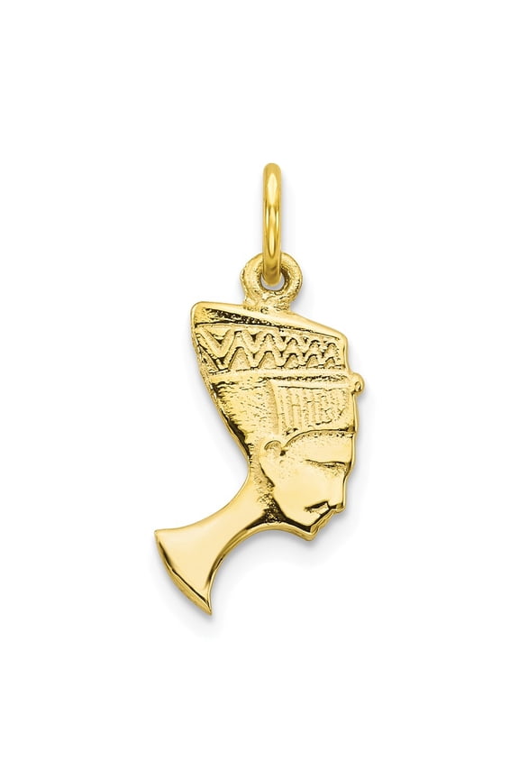 10k Yellow Gold Solid Bust of Nefertiti Charm