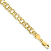 ICE CARATS 10k Yellow Gold Solid Double Link Charm Bracelet 7 Inch Fine Jewelry For Women Gifts For Her