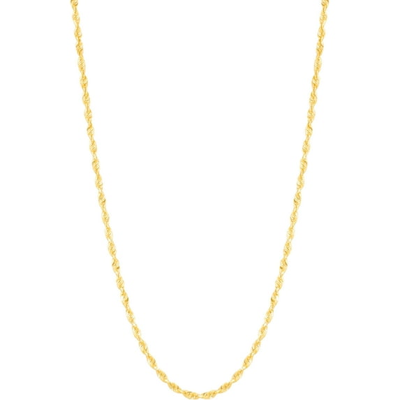 Floreo 10k Yellow Gold 2.5mm Solid Spiral Rope Multi Diamond Cut Chain Necklace